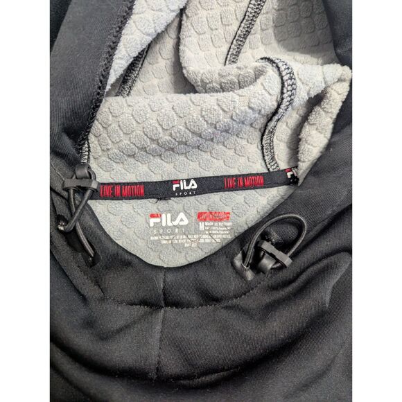 ✨ FILA Sport Hoodie Men's M Black Pullover Preowned - Picture 5 of 7